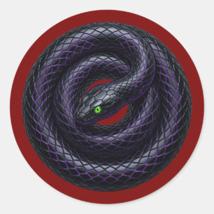 Adesivo Cobra Preta Gótica Neon Roxo Serpente Enrolada Dad