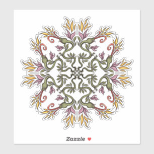 Adesivo Cobras Verdes Floral Mandala Fantasia Botânica Art