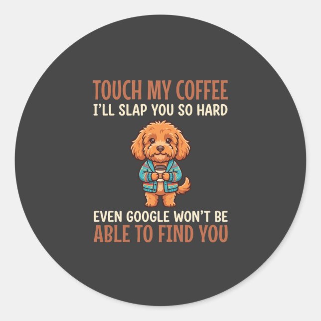 Adesivo Cockapoo Engraçado Amante de Café (Frente)
