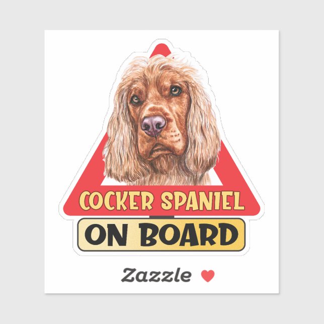 Adesivo Cocker Spaniel a Bordo Sinal de Trânsito Vermelho  (Folha)