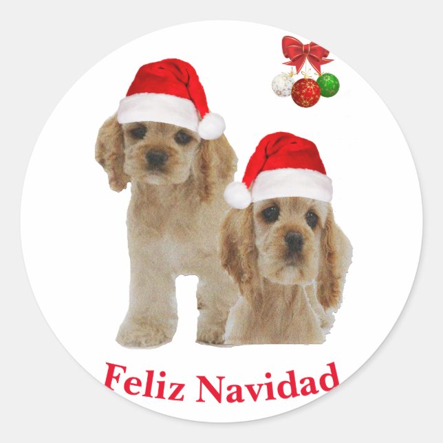 Adesivo Cocker spaniel Feliz Navidad (Frente)
