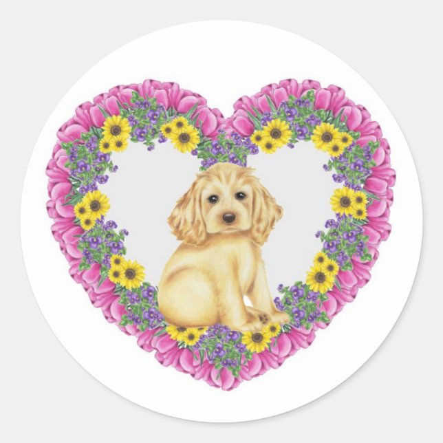Adesivo Cocker Spaniel Floral (Frente)