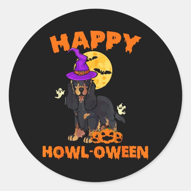 Adesivo Cocker Spaniel Preto e Marrom Bruxa Halloween (Frente)