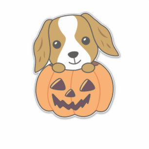 Adesivo Cocker Spaniel Pumpkin Cute Dogs Feliz Halloween
