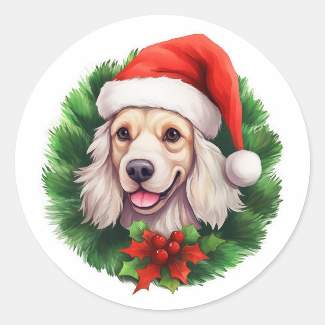 Adesivo Cocker Spaniel Wreath Natal (Frente)