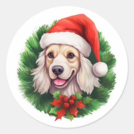 Adesivo Cocker Spaniel Wreath Natal
