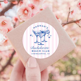 Adesivo Cocktail Bachelorette Azul Moderno Retrô