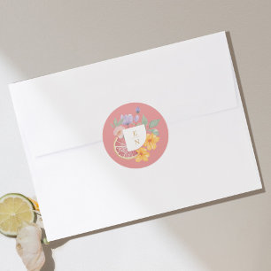 Adesivo Cocktail Citrus Watercolor Floral Wedding Monogram