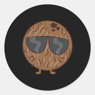 Adesivo Coco de Fruta de Verão com óculos de sol