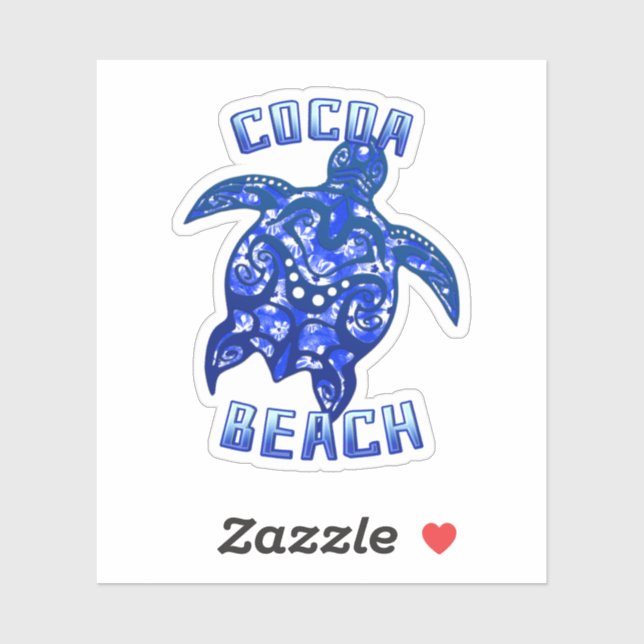 Adesivo Cocoa Beach Florida Vacation Tribal Turtle (Folha)