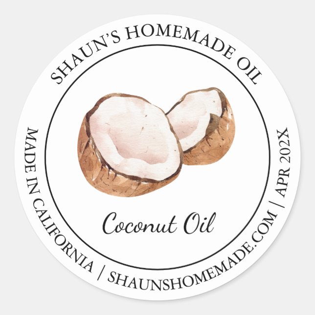 Adesivo Coconut Oil Modern label (Frente)