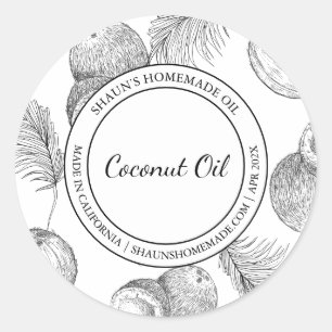 Adesivo Coconut Oil Sketch Modern label