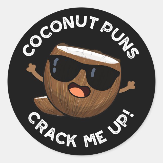 Adesivo Coconut Puns Quebra-Me Fruta Engraçada Pun Escuro  (Frente)
