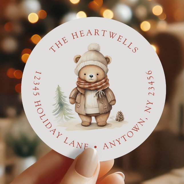 Adesivo Cód. d. d. água - Urso de Natal Endereço de Devolu (Criador carregado)