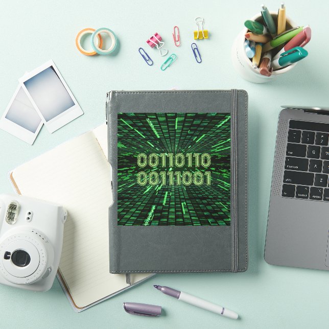Adesivo Código binário 69 da SlipperyJoe vibrante verde co (Capa para iPad)