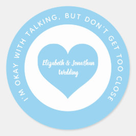 Adesivo Código de Cor Azul de Distância Social de Casament