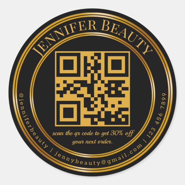 Adesivo código de negócios mínimo qr preto (Frente)