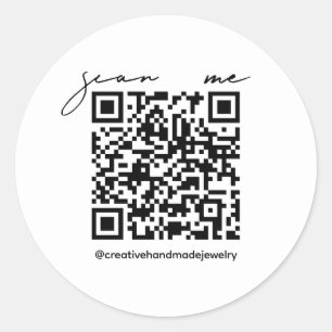 Adesivo Código de QR de Script Manuscrito Moderno Simples