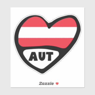 Adesivo Código do País Áustria Sinalizador Heart AUT