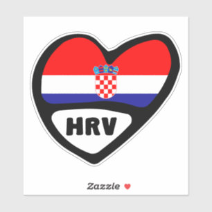Adesivo Código do país Croácia Flag Heart Hrvatska HRV