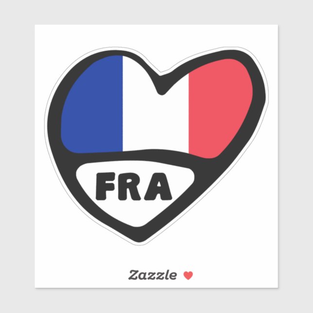 Adesivo Código do País França Flag Heart, FRA (Folha)