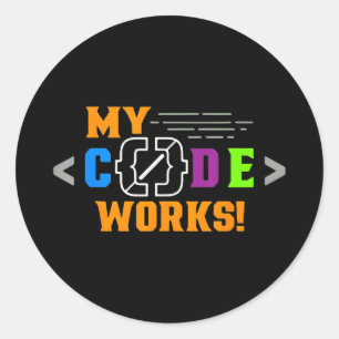Adesivo Código funciona programador engraçado codificando 