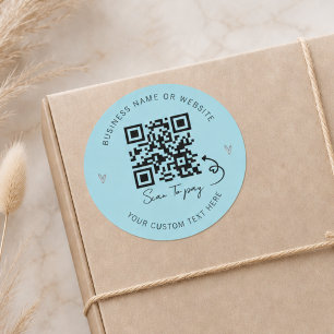Adesivo Código QR Azul Minimalista Scan to Pay Negócios