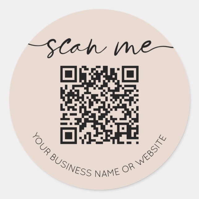 Adesivo Código QR Bege Moderno e Elegante (Frente)