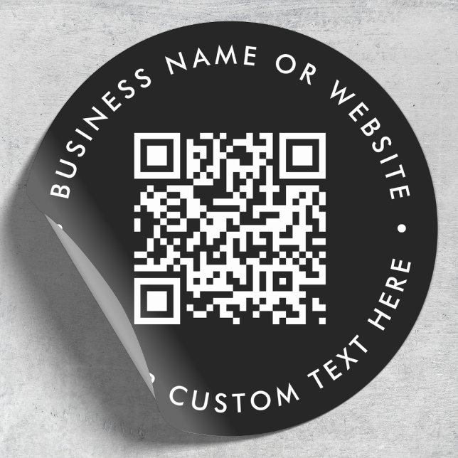 Adesivo Código QR | Black Modern Minimalist Business (Custom QR code stickers for your small business)