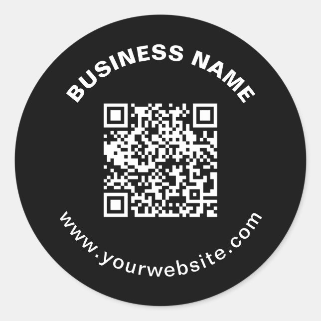 Adesivo Código QR com Nome da Empresa Texto Circular em Ne (Frente)