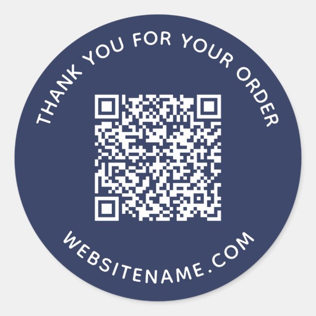 Adesivo Código QR comercial Cliente Obrigado Marinho Azul (Frente)