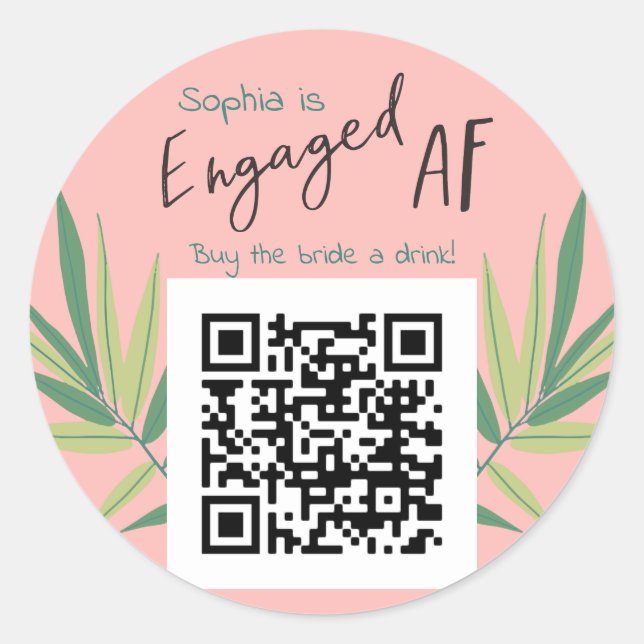 Adesivo Código QR Comprar Bride uma Bachelorette EngagedAF (Frente)