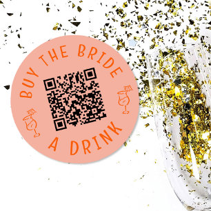 Adesivo Código QR Comprar Um Drink Para a Noiva Rosa Despe