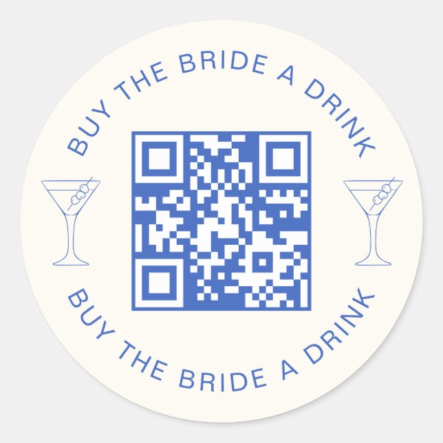 Adesivo Código QR Compre a Noiva Uma Bebida Festa de Despe (Frente)