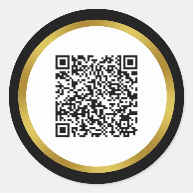 Adesivo Código QR de Análise Dourada do Elegante Preto Bra (Frente)