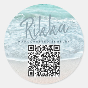 Adesivo Código QR de Joias Artesanais de Praia Oceano Turq