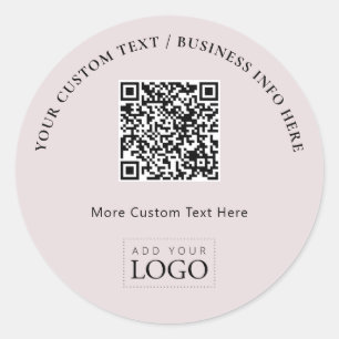 Adesivo Código QR de Logotipo de Negócios Rosa Simples Pro