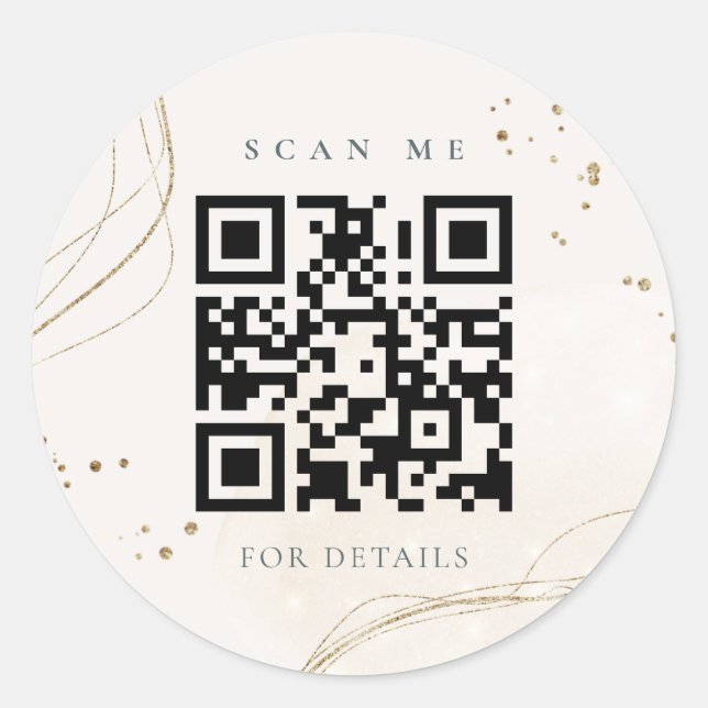 Adesivo Código QR de marfim Dourado de marfim de Abstrato  (Frente)