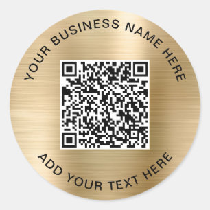 Adesivo Código QR de Negócios Dourado
