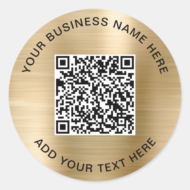 Adesivo Código QR de Negócios Dourado (Frente)