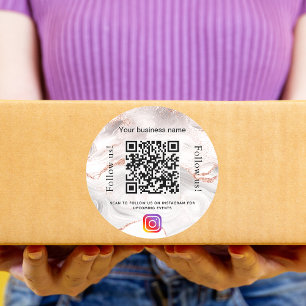Adesivo Código qr de negócios em mármore de ágata dourado