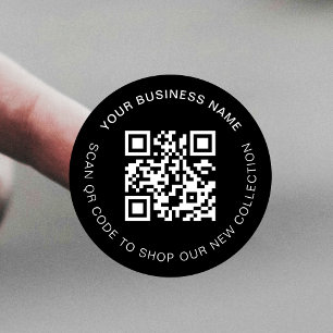 Adesivo Código QR de negócios moderno negro minimalista e 