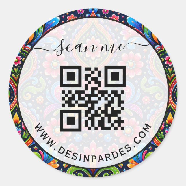 Adesivo Código QR de negócios personalizado e site (Frente)