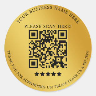 Adesivo Código QR de nome de empresa Dourado mínimo