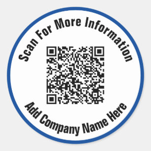 Adesivo Código QR de verificação de texto simples azul e b