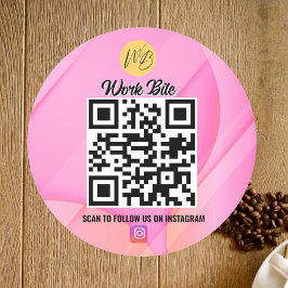 Adesivo Código Qr do Instagram de Negócio de Onda Rosa Gra