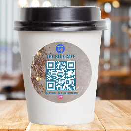 Adesivo Código Qr do Instagram de Negócio do Café Azul Mod