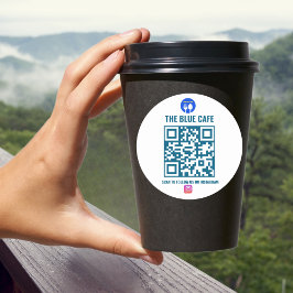 Adesivo Código Qr do Instagram de Negócio do Café Azul Mod
