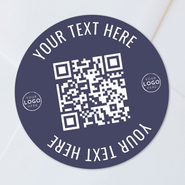 Adesivo Código QR do Logotipo da Empresa (Business Logo QR Code Classic Round Sticker)