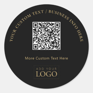 Adesivo Código QR do logotipo promocional preto e dourado 
